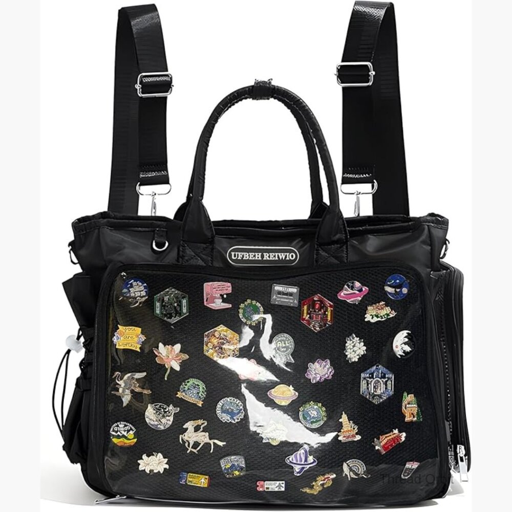 Large Ita Backpack Tote Crossbody Bag with Pin Display Insert